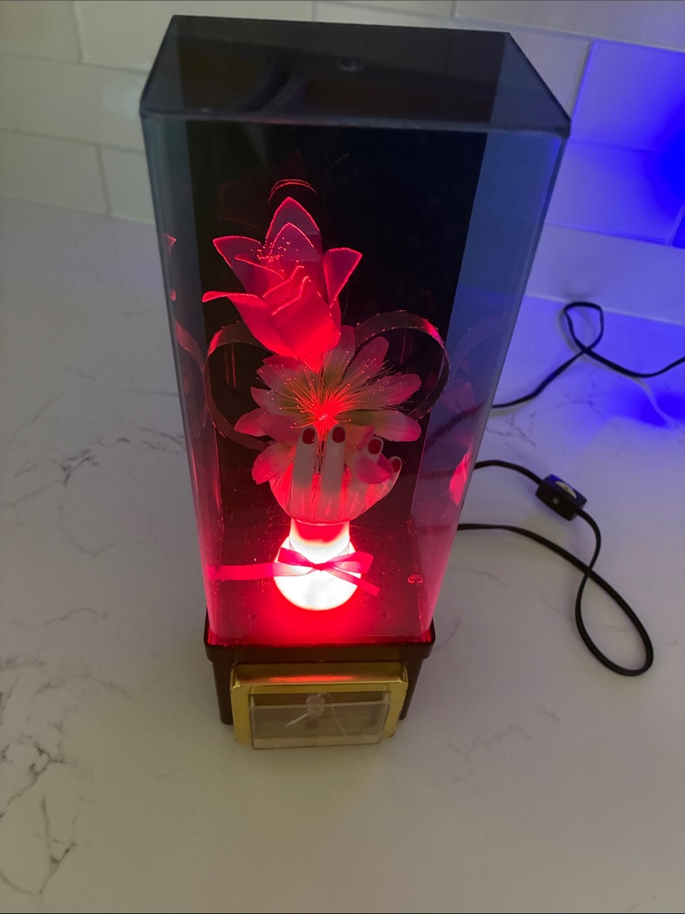 FULLY WORKING Rare Vintage 80s Fiber Optic Hand Flower Lamp Light Postmodern